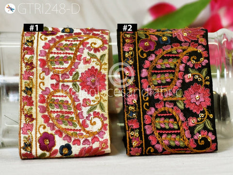 9 Yard Indian Embroidered 75MM Ribbon Decorative Embroidery Trim Embellishment DIY Crafting Sewing Saree Indian Sari Border Home Decor
