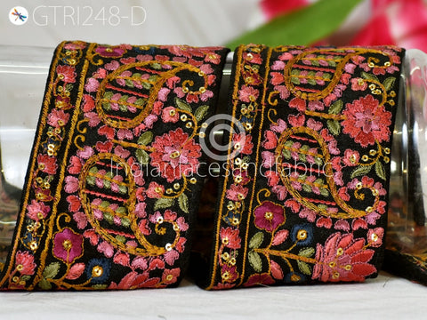 9 Yard Indian Embroidered 75MM Ribbon Decorative Embroidery Trim Embellishment DIY Crafting Sewing Saree Indian Sari Border Home Decor