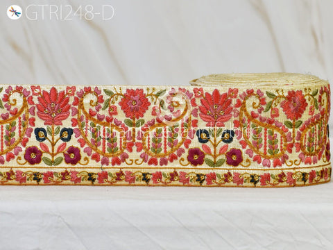 9 Yard Indian Embroidered 75MM Ribbon Decorative Embroidery Trim Embellishment DIY Crafting Sewing Saree Indian Sari Border Home Decor