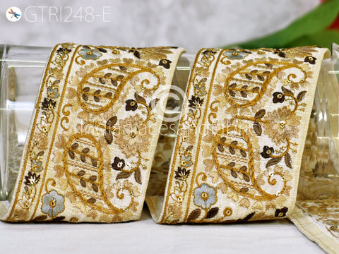 9 Yard Indian Trims Decorative Embroidered 8cm Ribbon Embroidery Embellishment DIY Crafting Sewing Beach Bag Wedding Border Home Decor