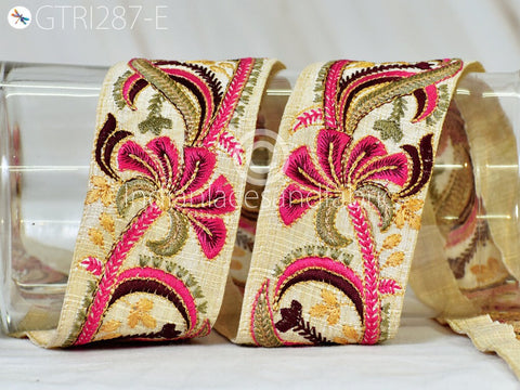 9 Yard Indian Fuchsia 55mm Laces Fabric Trim Embroidered Decorative Sari Border Sewing Costume DIY Crafting Ribbon Cushions trimming