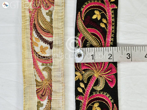 9 Yard Indian Fuchsia 55mm Laces Fabric Trim Embroidered Decorative Sari Border Sewing Costume DIY Crafting Ribbon Cushions trimming