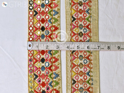 3 Yard Indian 8cm Embroidered Trim Drapery Hats Bag Saree Trimming Decorative Ribbon Crafting Sewing Sari Borders Embellishments Home Decor