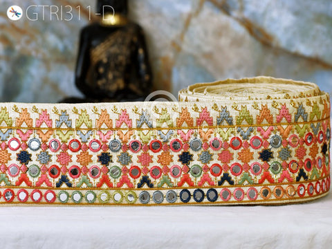 9 Yard Peach Indian Embroidered 8cm Trims Drapery Saree Decorative Trimmings Crafting Sewing Borders Embellishments Home Décor Ribbon