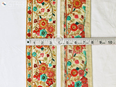 9 Yard Floral Indian Embellishment Embroidered 9cm Trim Cushion Embroidery Ribbon Sewing Accessories Crafting Border Wedding Trimmings