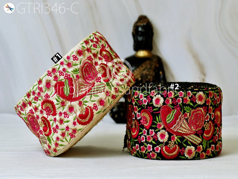 9 Yard Red Lovely Bird Indian 8cm Trim Sari Making Border Crafting Ribbon Sewing Embroidered Decorative Garment Costume Beach Bags Trimming