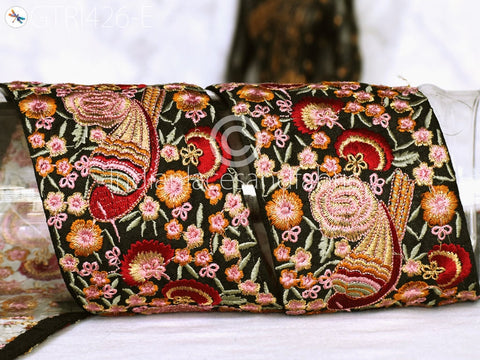 9 Yard Maroon 9cm Lovely Bird Indian Trim Sari Border Crafting Sewing Fabric Embroidered Decorative Costume Home Beach Bag Making Trimming