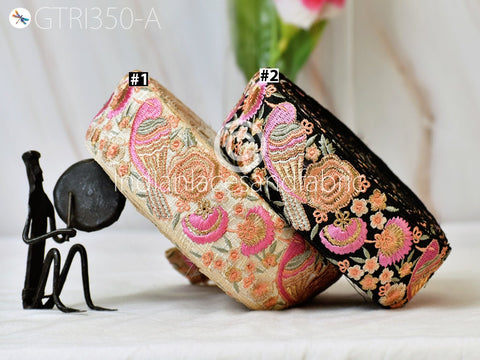 9 Yard Pink 48mm Lovely Bird Indian Trims Sari Border Crafting Ribbon Sewing Fabric Embroidered Decorative Costume Beach Bags Trimmings