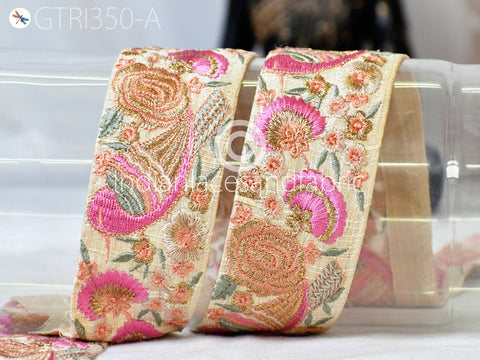 9 Yard Pink 48mm Lovely Bird Indian Trims Sari Border Crafting Ribbon Sewing Fabric Embroidered Decorative Costume Beach Bags Trimmings