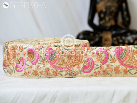9 Yard Pink 48mm Lovely Bird Indian Trims Sari Border Crafting Ribbon Sewing Fabric Embroidered Decorative Costume Beach Bags Trimmings