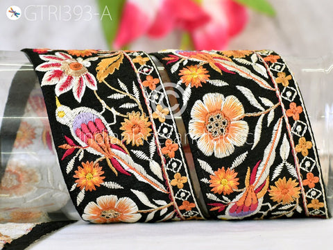 9 Yard Dress Ribbon 7CM Embroidered Bird Fabric Trim Indian Sari Border Saree Trimming Sewing cushion cover Embroidery Crafting Laces