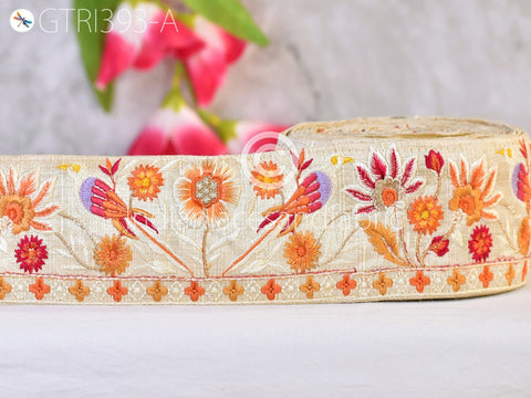 9 Yard Dress Ribbon 7CM Embroidered Bird Fabric Trim Indian Sari Border Saree Trimming Sewing cushion cover Embroidery Crafting Laces
