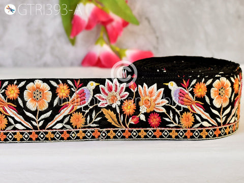 9 Yard Dress Ribbon 7CM Embroidered Bird Fabric Trim Indian Sari Border Saree Trimming Sewing cushion cover Embroidery Crafting Laces