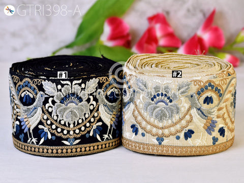9 Yard Peacock 8cm Indian Embroidered Trim Cushions Embellishment Bags Making Tapes Saree Ribbon Sewing DIY Crafting Border Wedding Trimming