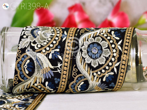 9 Yard Peacock 8cm Indian Embroidered Trim Cushions Embellishment Bags Making Tapes Saree Ribbon Sewing DIY Crafting Border Wedding Trimming