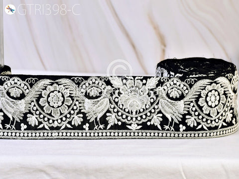 3 Yard Floral Embroidered Embellishment 8 CM Border Indian Trim Sari Embroidery Saree Ribbon Cushions Home Décor Sewing Clothing Trimmings