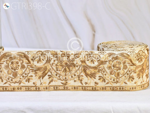 3 Yard Floral Embroidered Embellishment 8 CM Border Indian Trim Sari Embroidery Saree Ribbon Cushions Home Décor Sewing Clothing Trimmings