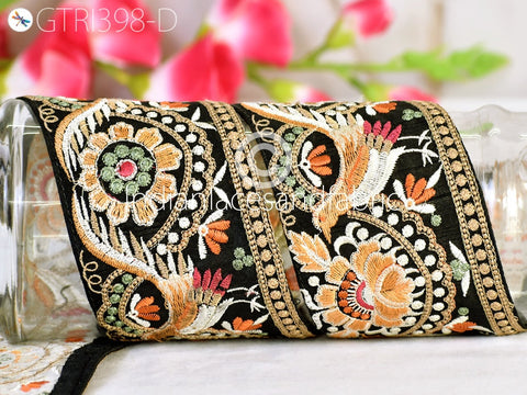 9 Yard Peacock Indian Embroidered Cushions Cover Embellishment Embroidery Saree Sewing DIY Crafting Border Wedding Trimmings Curtains