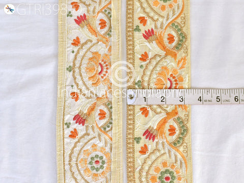 9 Yard Peacock Indian Embroidered Cushions Cover Embellishment Embroidery Saree Sewing DIY Crafting Border Wedding Trimmings Curtains