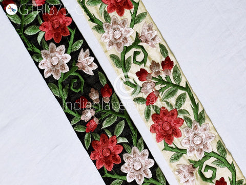 9 Yard Maroon 65 mm Embroidered Fabric Trim Indian Sari Border Crafting Saree Sewing Decorative Beach Bag Hat Cushion Home Decor Trim Ribbon