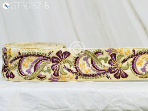 9 Yard Dark Purple 6cm Indian Sari Embroidery Trim Embellishment Embroidered Saree Ribbons Sewing Craft Trimmings Border Curtain Home Décor