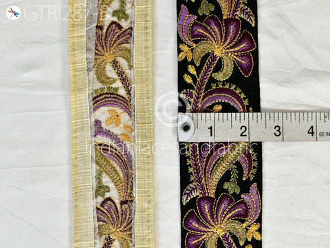 9 Yard Dark Purple 6cm Indian Sari Embroidery Trim Embellishment Embroidered Saree Ribbons Sewing Craft Trimmings Border Curtain Home Décor