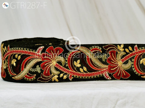 9 Yard Red Indian Sari 6 CM Embroidery Trims Embellishment Embroidered Saree Ribbons Sewing DIY Crafting Trim Border Curtains Home Décor