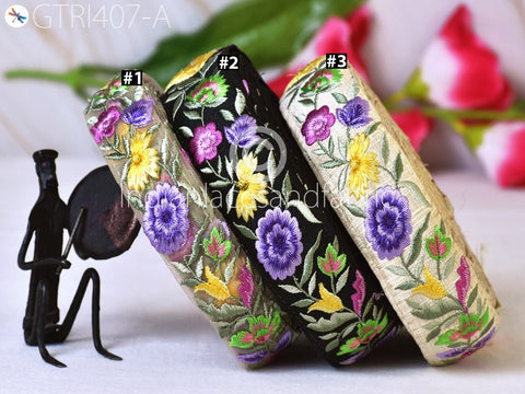 9 yard Lavender Embroidered Indian 4 CM Trim Sari Embellishment Embroidery Dresses Border Saree Ribbon Home Décor Sewing Trimmings