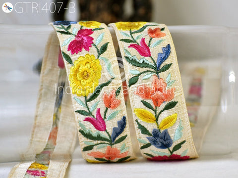 9 Yard Magenta Embroidered Indian 3 Cm Trim Sari Handcraft Embroidery Crafting Border Saree Ribbon Cushions Home Décor Sewing Trimmings