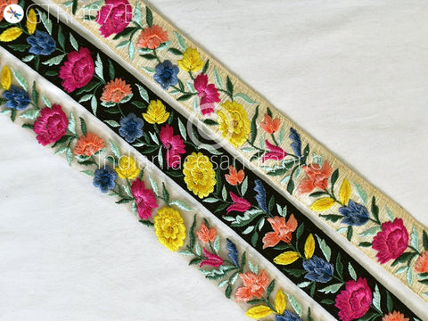 9 Yard Magenta Embroidered Indian 3 Cm Trim Sari Handcraft Embroidery Crafting Border Saree Ribbon Cushions Home Décor Sewing Trimmings