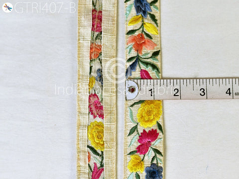 9 Yard Magenta Embroidered Indian 3 Cm Trim Sari Handcraft Embroidery Crafting Border Saree Ribbon Cushions Home Décor Sewing Trimmings