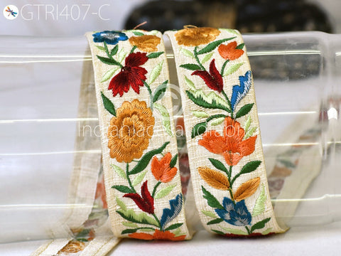 9 Yard Yellow 4cm Embroidered Trim Sari Embellishment Embroidery Crafting Border Saree Ribbons Cushions Home Décor Sewing Trimmings