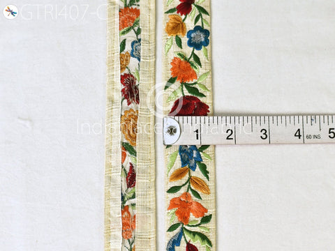 9 Yard Yellow 4cm Embroidered Trim Sari Embellishment Embroidery Crafting Border Saree Ribbons Cushions Home Décor Sewing Trimmings