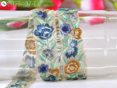 9 Yard Grey Embroidered Indian 4 Cm Trim Embellishment Wholesale Embroidery DIY Crafting Border Saree Ribbon Cushions Sewing Trimmings