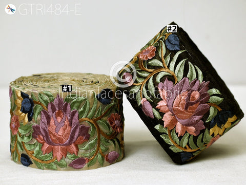 9 Yard Peach 9cm Embroidered Fabric Trim Bridal Belt Tapes Ribbon DIY Craft Sewing Saree Indian Sari Border Home Decor Beach Bag Accessories