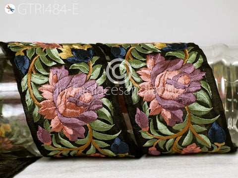 9 Yard Peach 9cm Embroidered Fabric Trim Bridal Belt Tapes Ribbon DIY Craft Sewing Saree Indian Sari Border Home Decor Beach Bag Accessories