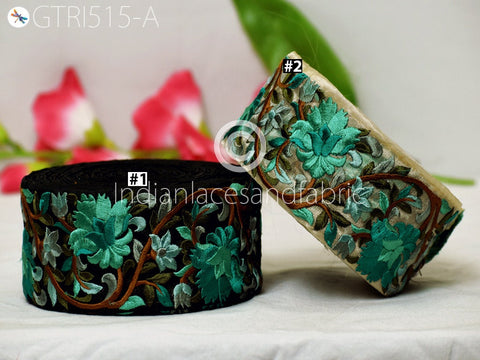 9 Yard Sea Green 6cm Indian Decorative Embroidery Fabric Trim Doll Making Crafting Sewing Saree Indian Sari Border Embroidered Ribbon