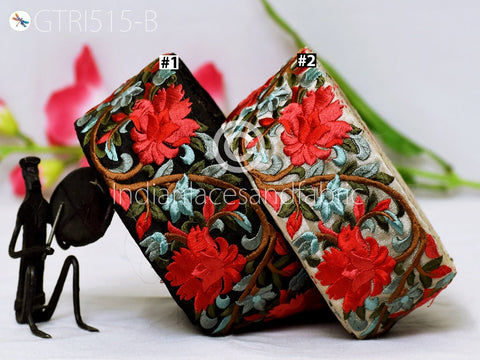 9 Yard Red 65mm Indian Decorative Embroidery Fabric Trim Stole Making Tapes Festival Crafting Sewing Saree Indian Border Embroidered Ribbons