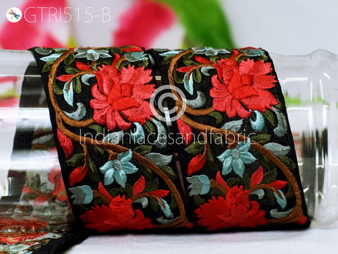 9 Yard Red 65mm Indian Decorative Embroidery Fabric Trim Stole Making Tapes Festival Crafting Sewing Saree Indian Border Embroidered Ribbons
