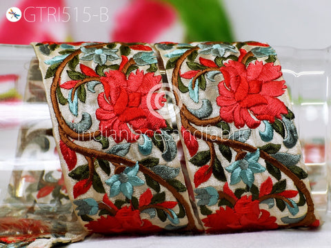 9 Yard Red 65mm Indian Decorative Embroidery Fabric Trim Stole Making Tapes Festival Crafting Sewing Saree Indian Border Embroidered Ribbons