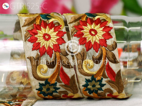 9 Yard Wholesale Red 5CM Indian Embroidered Fabric Trim Sari Border DIY Headband Sewing Ribbons Sewing Embroidery Home Decor Trimmings