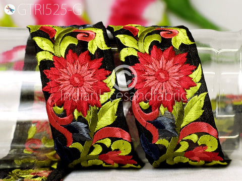 3 Yard Red Indian Trim Sari Border Crafting Ribbon Sewing Fabric Embroidered Decorative Costumes Cushions Curtains Home Decor Trimmings 5cm