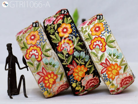 9 Yard Indian Embroidered Fabric 5 CM Trim Embellishment Saree Ribbon Crafting Embroidery Border Wedding Dress Trimmings Cushion Covers
