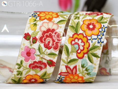 9 Yard Indian Embroidered Fabric 5 CM Trim Embellishment Saree Ribbon Crafting Embroidery Border Wedding Dress Trimmings Cushion Covers