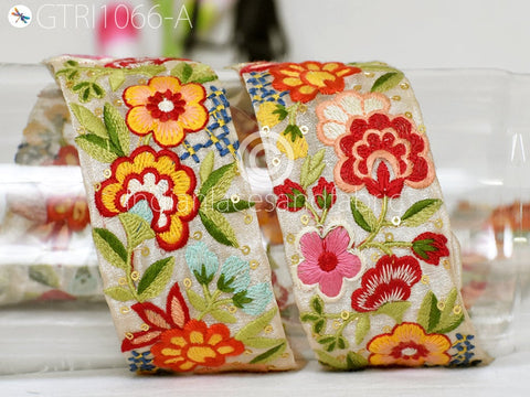 9 Yard Indian Embroidered Fabric 5 CM Trim Embellishment Saree Ribbon Crafting Embroidery Border Wedding Dress Trimmings Cushion Covers