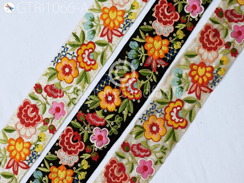 9 Yard Indian Embroidered Fabric 5 CM Trim Embellishment Saree Ribbon Crafting Embroidery Border Wedding Dress Trimmings Cushion Covers