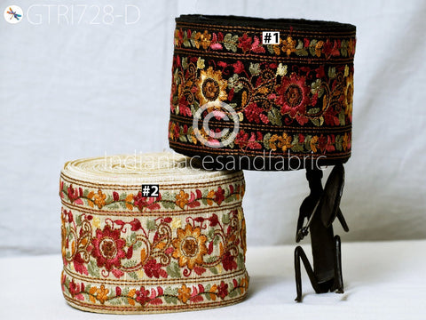 9 Yard Indian Sari Border 8cm Embroidery Fabric Trim Embroidered Ribbon Decorative Saree Embellishments DIY Crafting Sewing Home Decor Bags