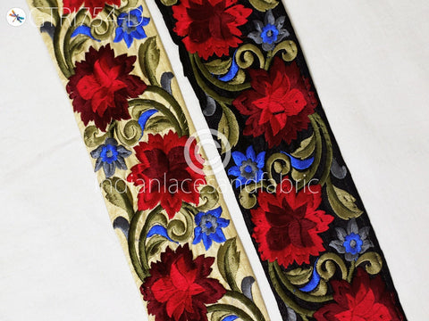 9 Yard Maroon 75mm DIY Crafting Sewing Saree Indian Sari Border Home Decor Beach Bags Embroidered Fabric Trim Decorative Embroidery Ribbon