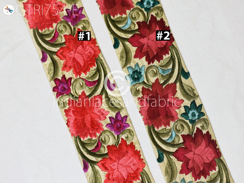 9 Yard Peach 75MM Decorative DIY Crafting Sewing Saree Embroidered Fabric Trim Indian Sari Border Home Decor Beach Bags Embroidery Ribbon