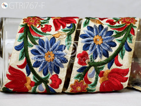 3 Yard Indian Embroidered Fabric 8 Cm Trim Sari Border DIY Crafting Saree Sewing Decorative Embellishments Beach Bag Cushion Trimming Ribbon